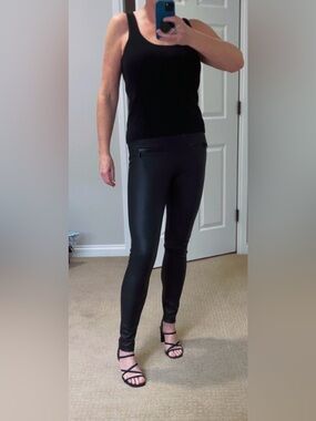 Express Black Faux Leather Leggings with Front Zip Pockets